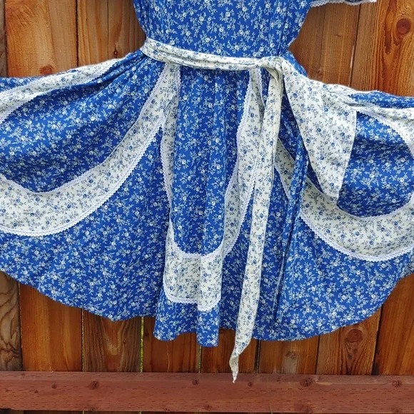 Vtg Like New Partners Please Blue Floral Dress w/ Matching Scarf Size XL/XXL - Picture 3 of 9
